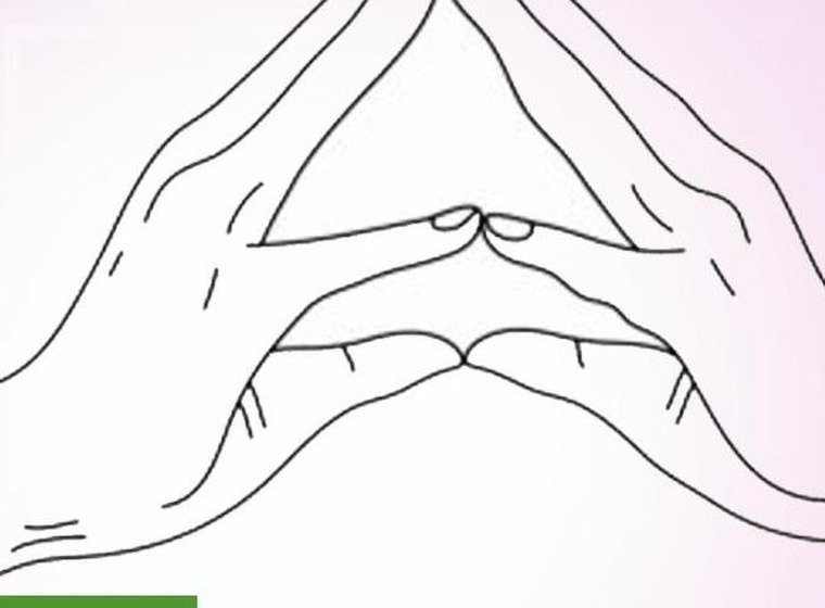 Hakini Mudra hand gesture, fingertips of both hands touching