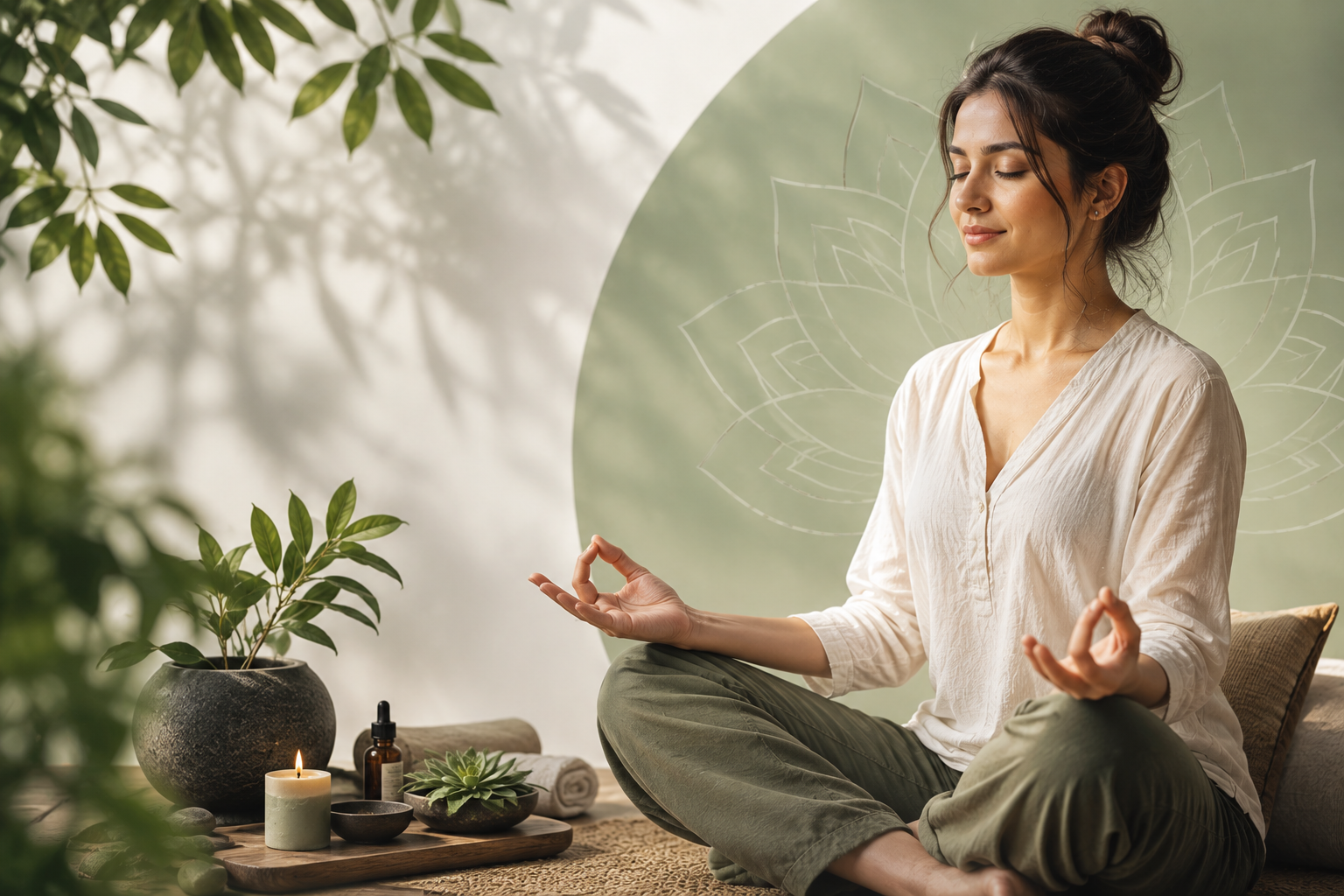 Anzee Ayurveda therapist guiding a client through Hasta Mudra hand seal therapy