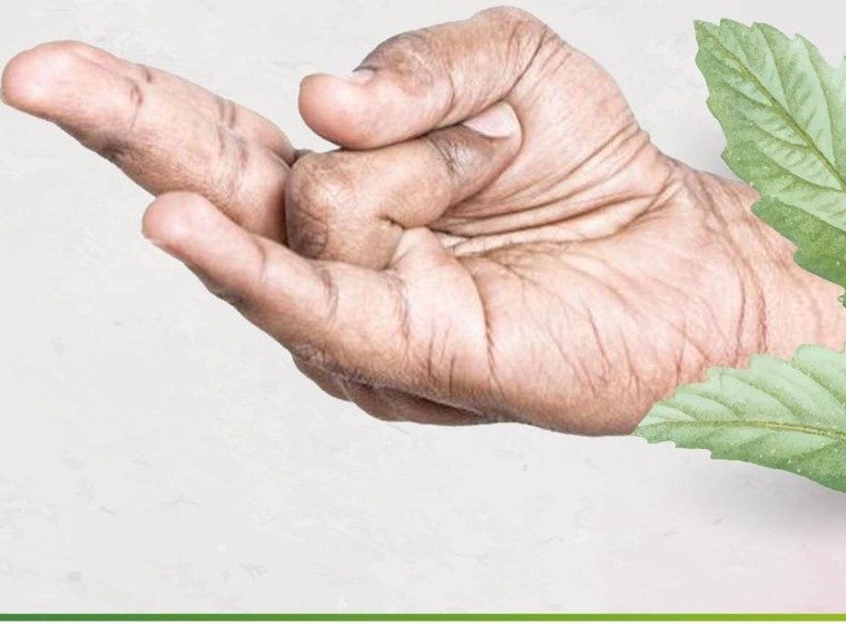Surya Mudra hand gesture with ring finger folded to the thumb